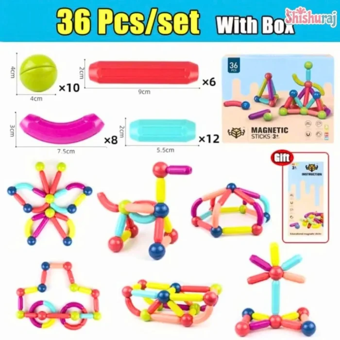 Magnetic Sticks Building Set 36 Pcs Price BD | Kids STEM Construction Toy Bangladesh | ShishuRaj - Image 9