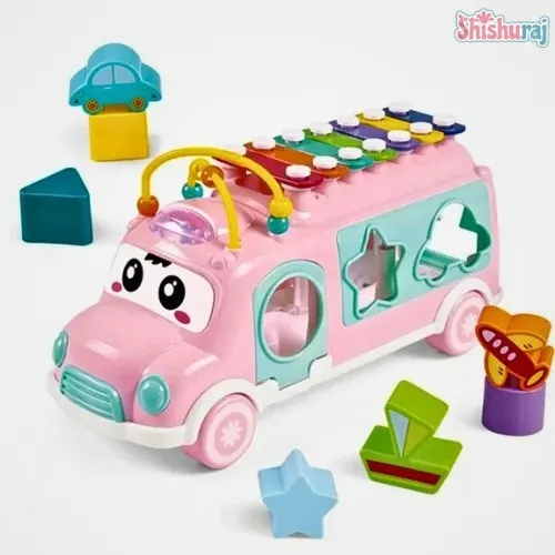 Huanger Xylophone Music Bus with Shape Sorter Toy