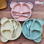 Wheat Bear Feeding Set with Divided Plate a Spoon & a Fork - Image 4