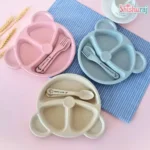Wheat Bear Feeding Set with Divided Plate a Spoon & a Fork - Image 3