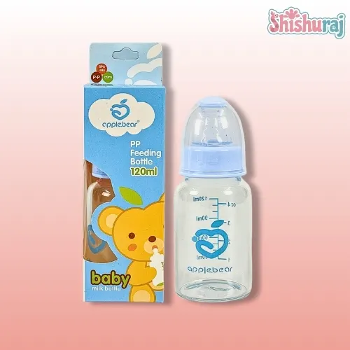 Apple Bear PP Feeding Glass Bottle with Silicone Nipple 120ml