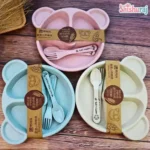 Wheat Bear Feeding Set with Divided Plate a Spoon & a Fork