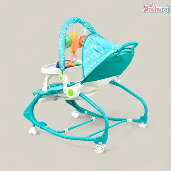 Hu Baby 4-in-1 Baby Rocking Chair With Mosquito Net | Music, Vibration, Wheels & Dining Tray | ShishuRaj - Image 8