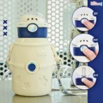 Astronaut Water Bottle With Straw And Stickers- 500ml - Image 3