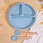 Food Grade Silicone Dining Plate With Spoon
