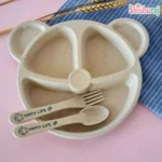 Wheat Bear Feeding Set with Divided Plate a Spoon & a Fork - Image 5