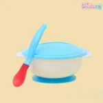 Apple Bear Anti Slip Baby feeding Bowl With Lid and Spoon - Image 2