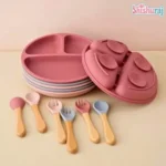 Food Grade Silicone Dining Plate With Spoon - Image 3