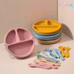 Food Grade Silicone Dining Plate With Spoon - Image 4