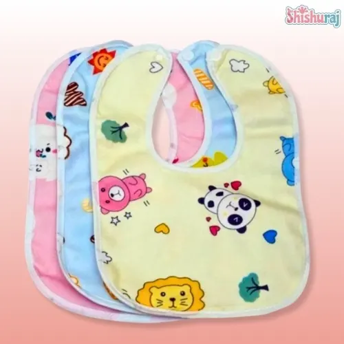 3 Pcs Combo Fashionable Cotton Bibs For Baby