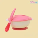 Apple Bear Anti Slip Baby feeding Bowl With Lid and Spoon - Image 5