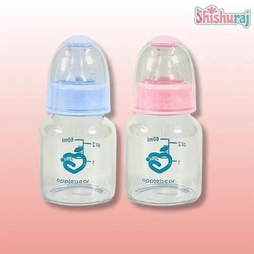 Apple Bear PP Feeding Glass Bottle with Silicone Nipple – 60ml