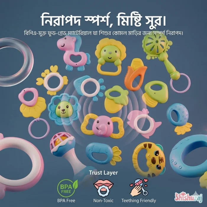 16pcs Baby Rattle Toy Set Price in Bangladesh | Newborn Sensory & Learning Toy Kit - Image 5
