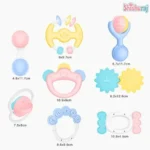 Huanger Baby Rattles & Teether Toy Set Price in Bangladesh | 8pcs Newborn Sensory Toy Kit - Image 3