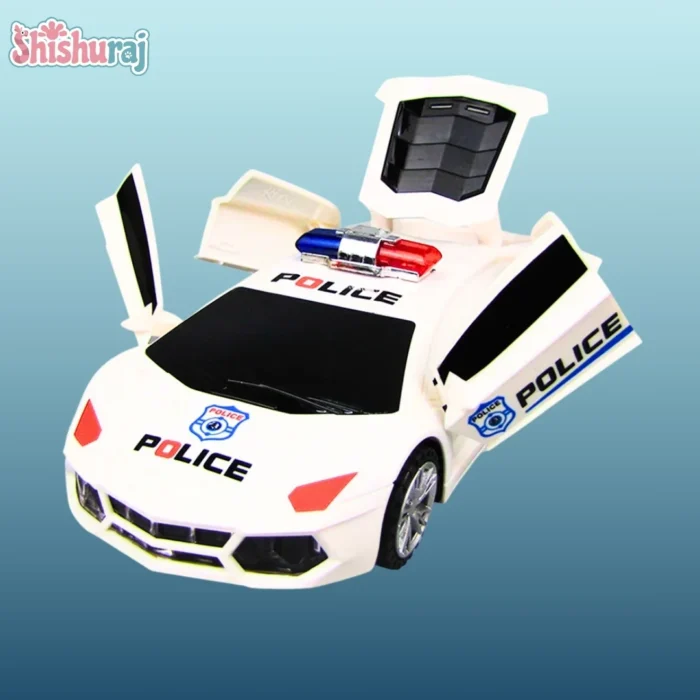 360 Degree Rotating Police Car Toy Price In BD | Light & Music, Auto Door Open Dream Super Car | Shishuraj - Image 2