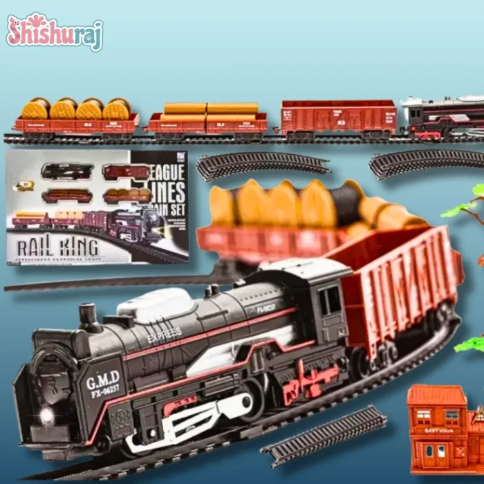 Rail King Intelligent Electric Train Set for Kids Price In BD | Realistic Toy Railway with Light & Track | ShishuRaj - Image 3