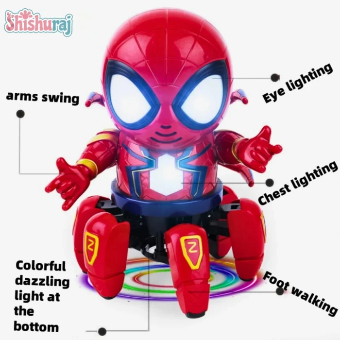 Spider Hero Dancing Robot Toy Price In BD | Musical Light Electric Action Figure for Kids | ShishuRaj - Image 4