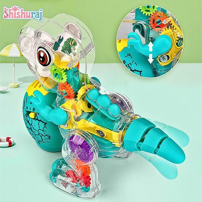 Dinos Transparent Gear Toy Price In BD | Light & Music Bump and Go Dinosaur Toy for Kids | ShishuRaj - Image 3