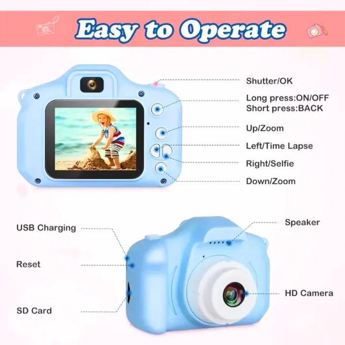 X2 Mini Digital Camera for Kids Price In BD | Take Photos & Videos, Cute SLR Toy Camera | ShishuRaj - Image 6