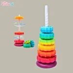 Spinny Stacker Rainbow Spin Tower BD | Montessori Sensory Toy for Kids | ShishuRaj - Image 3