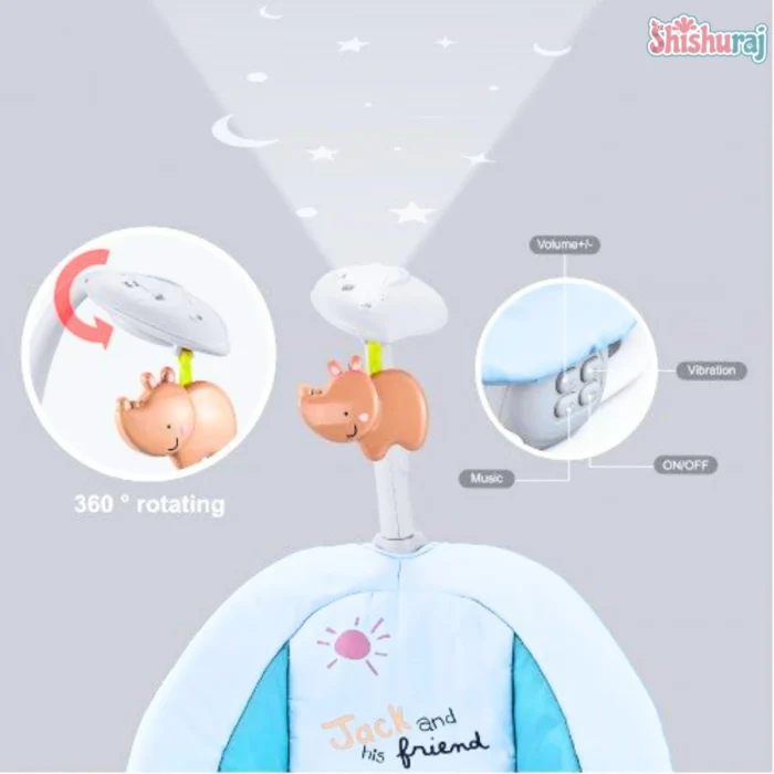 Hu-Baby Rhythmic Baby Rocker Price in BD | Remote Control & Projection Lamp | Vibration & Music | ShishuRaj - Image 6
